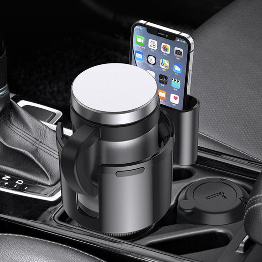 Adjustable Car Cup Holder Expander with Removable Phone Holder image 1