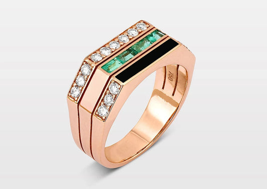 Luxurious Rose Gold Ring with a Geometric and Modern Design