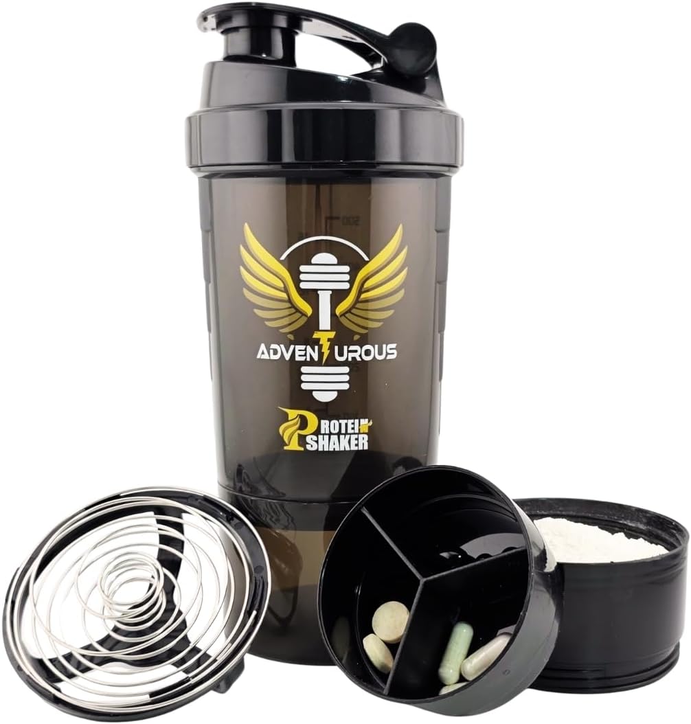 PS-01 Protein Shaker Cup with Storage, 16 Ounces Blender Bottle for Protein Mixes