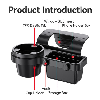4 in 1 Multipurpose Car Window Mount Organizer Tray Phone Stand & Cup Holder with Hooks & Storage Box Interior Accessory