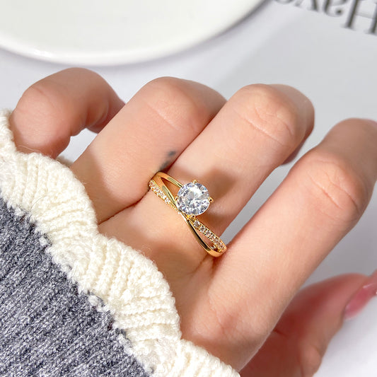 Fashion Ring Jewels Classic Four Claw Girl Geometric Hollow Openings Ring Accessories Ring for women