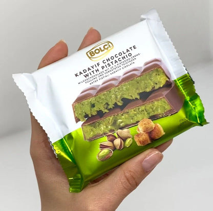 Bolci Antep Pistachio & Kadayif Dubai Chocolate Bar - Unique Middle Eastern Delight