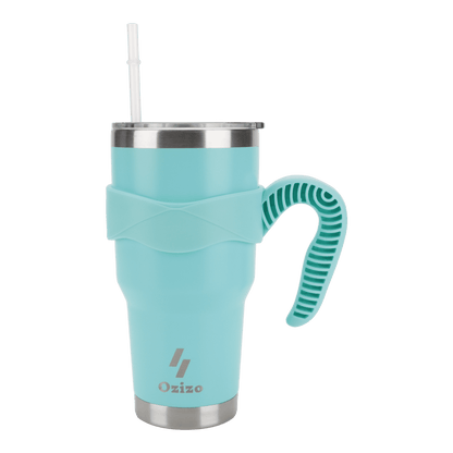 30 oz Insulated Mug With Straw - Cyan image