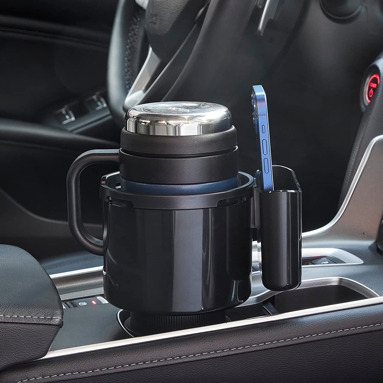 Adjustable Car Cup Holder Expander with Removable Phone Holder image 2